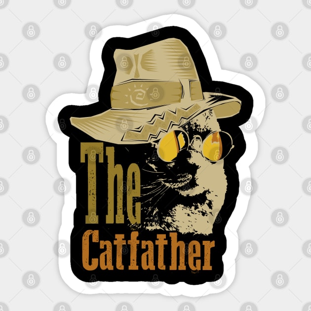The Catfather funny cat dad Sticker by bakmed